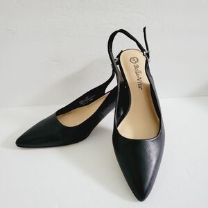 New Bella Vita Scarlett Kitten Heel Pointed Toe Slingback Pump Black, Size 8